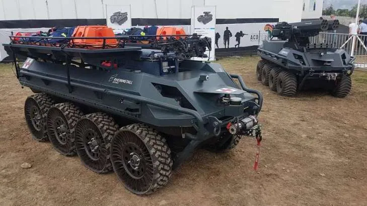 Наземні роботизовані платформи Rheinmetall Mission Master 8×8 на виставці: колісні безекіпажні шасі з вантажем і…