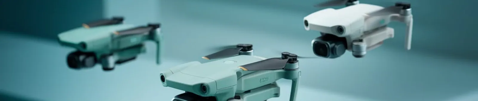 Три компактні складані квадрокоптери класу мікро (типу DJI Mavic Mini) на світлому тлі — вага 249 г, камера 12 МП.
