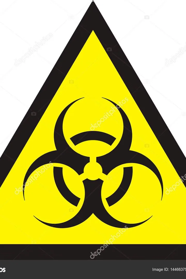 Жовтий трикутний знак біологічної небезпеки (символ biohazard) — ознаки біологічної атаки.