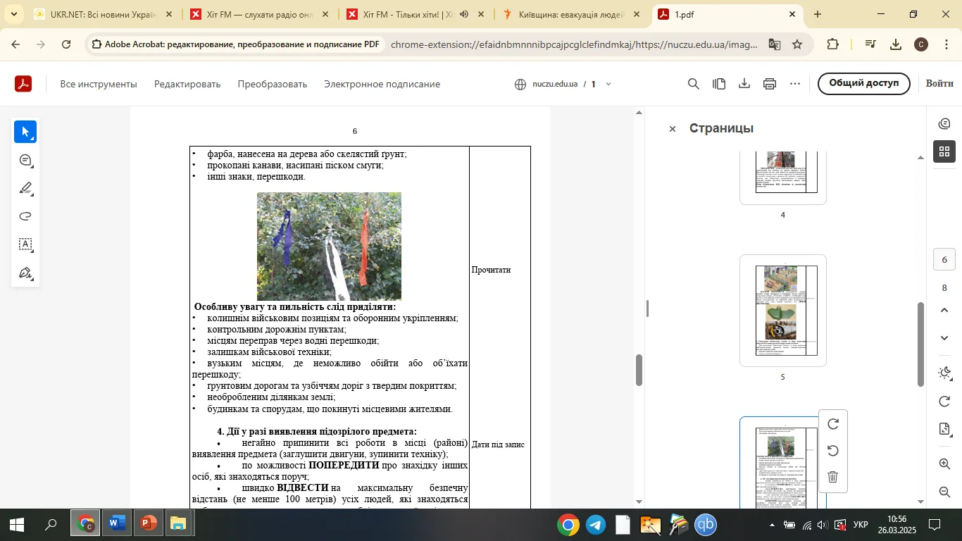 Сторінка методички: продовження переліку підручних позначень — фарба на деревах або скелястому ґрунті, прокопані…